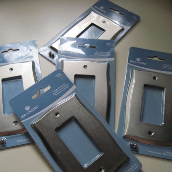 Brainerd Single Decorator Lylah Rocker Light Switch Covers Vintage Nickel Silver - Picture 7 of 11